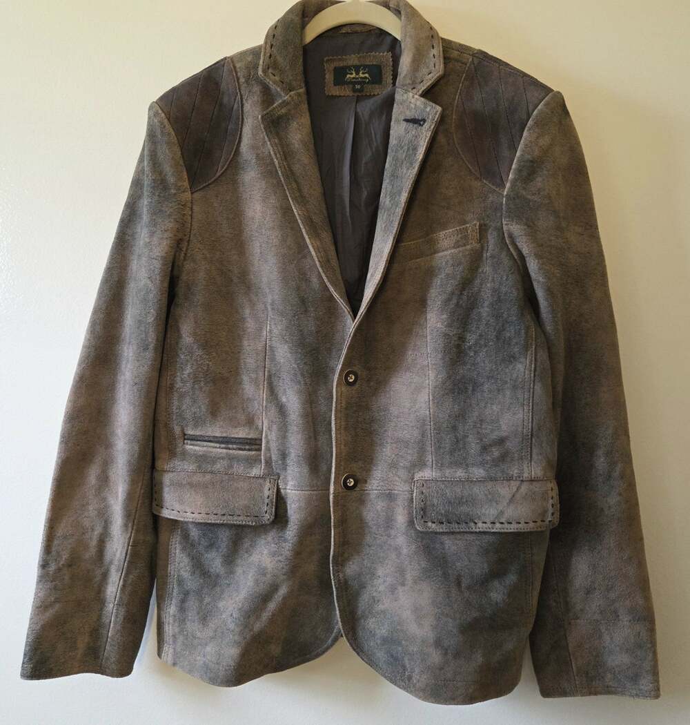 Wiesnkonig Men Distressed Leather Trachten Blazer Jacket Size EU 50 US Medium